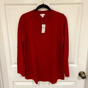 J Jill Crewneck Long Sleeve Red Tunic Sweater - Size S - NWT